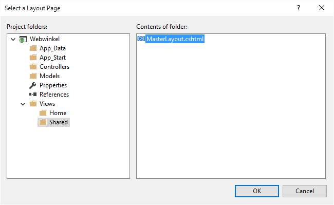 Mikmak View Add Select a Layout Page dialogbox
